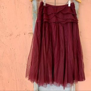 Lux Purple Tulle Cotton Lined Midi Skirt XS